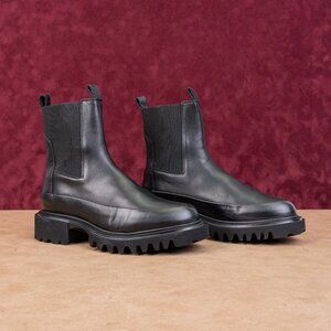 AllSaints Women Harlee Black Leather Platform Festival Chelsea Boots 7US EUR37